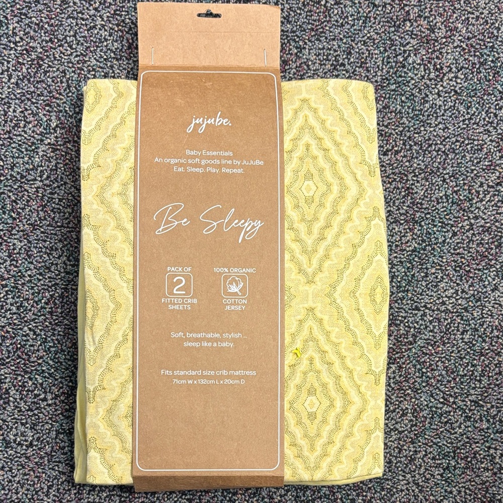 New! JuJuBe Yellow Crib Sheet 2pk